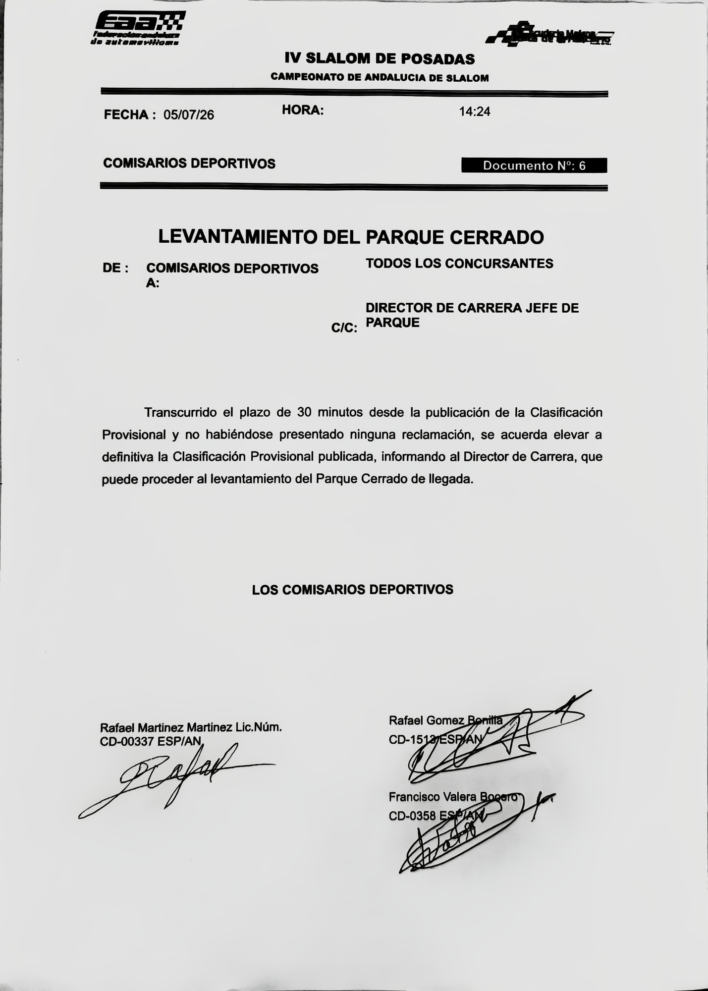 Levantamiento de parque IV Slalom de Posadas